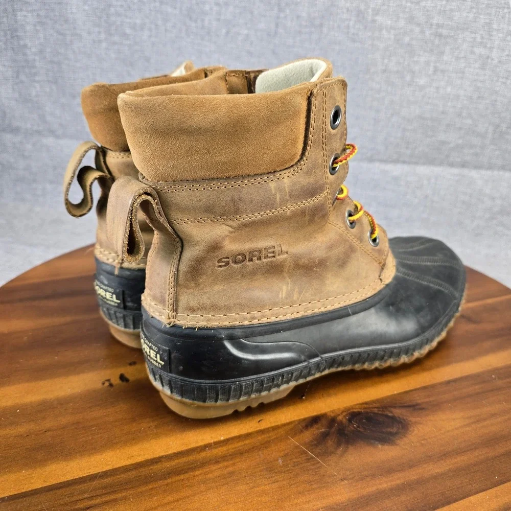 Sorel Mens Cheyanne Lace Waterproof Winter Duck Boots Brown Black NM1704-224 10